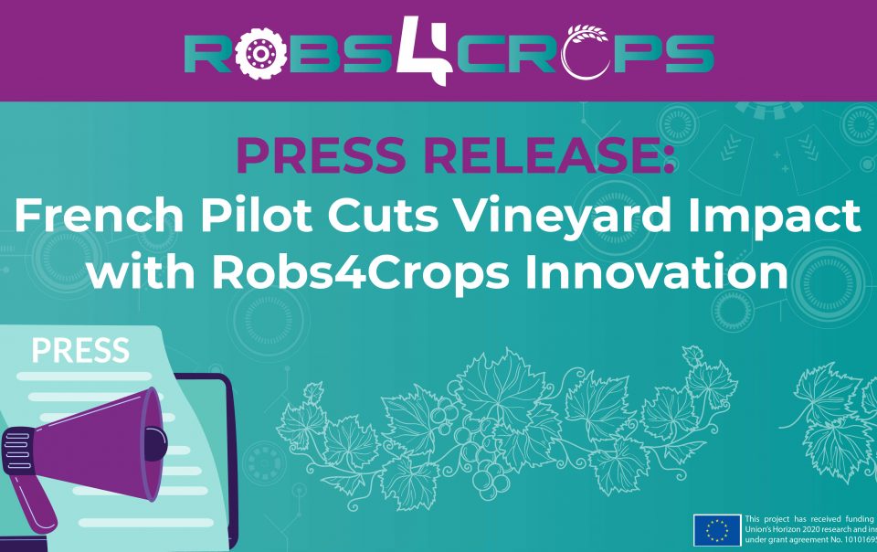 Visual communicating press release about French Pilot in Robs4Crops Cuts Vineyard Impact with Automation