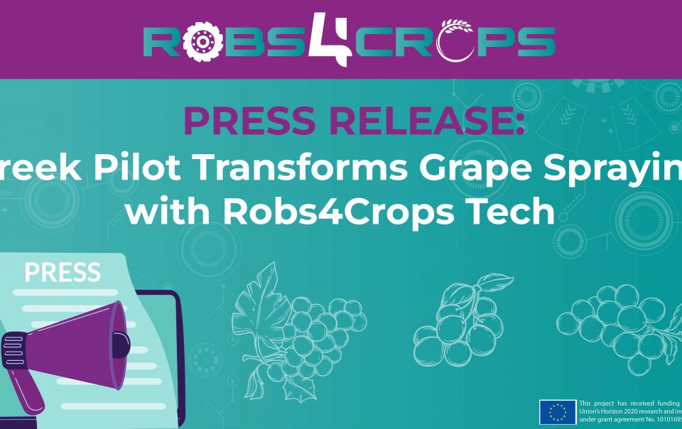 Main visual illustrating press release about Greek pilot in Robs4Crops transforms grape spraying